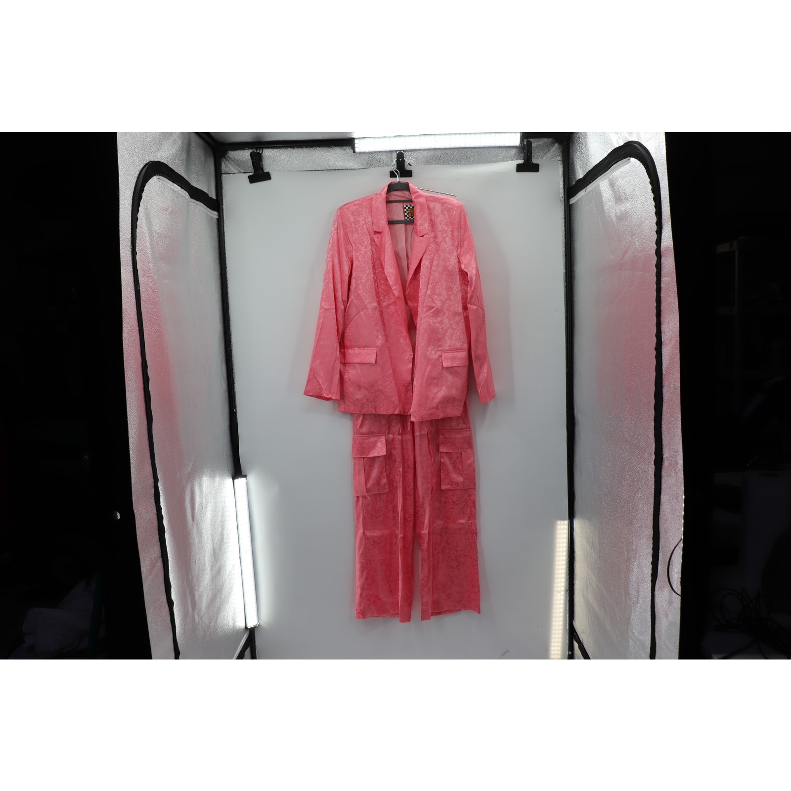 Dressed In Lala Pink Satin Jumpsuit With Blazer — image 3 of 8